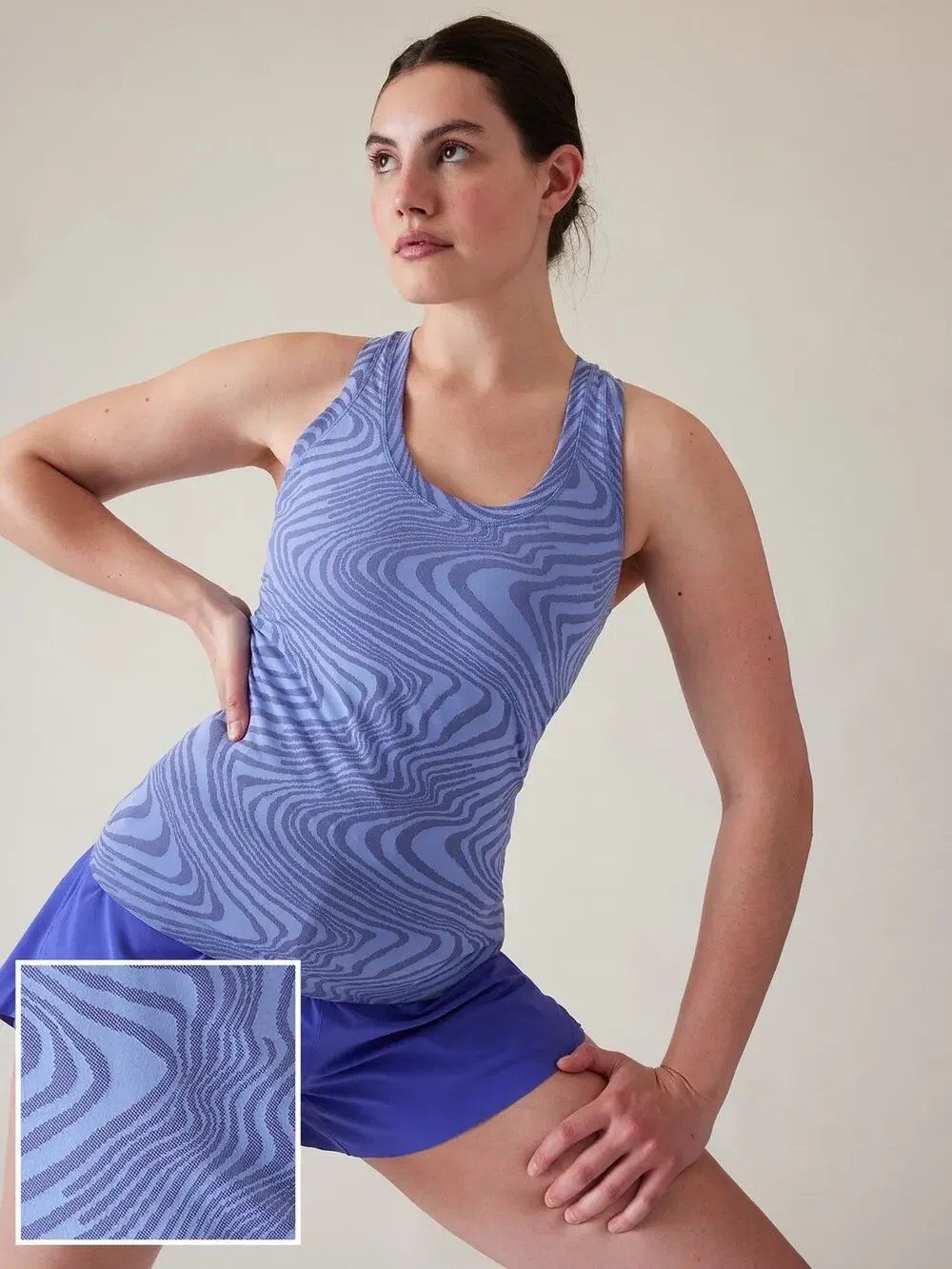 Athleta Blue Momemtum Space Dye Racerback Workout Tank Top Size S